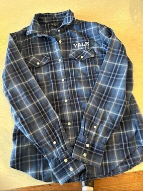 Port Authority Blue Plaid Button-Down Shirt
